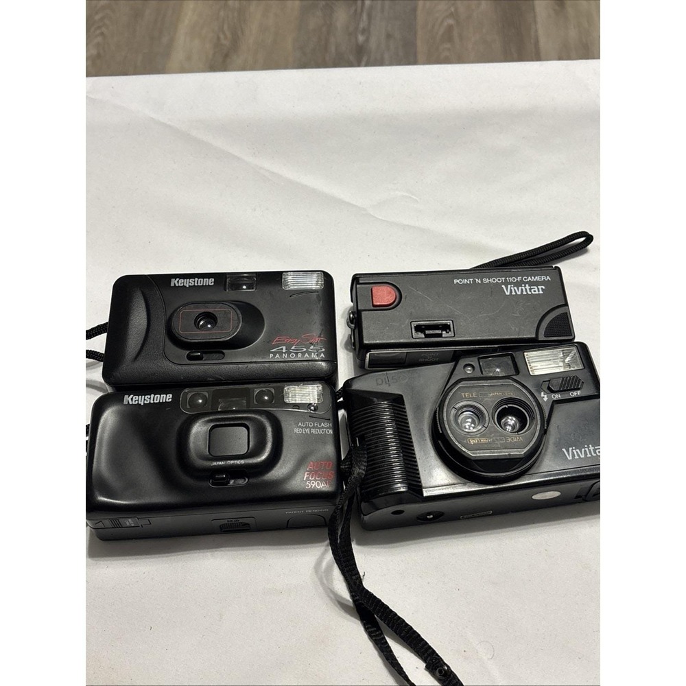 Vintage 35mm & 110 Film Camera Lot Keystone 455 Panorama Vivitar 110-F